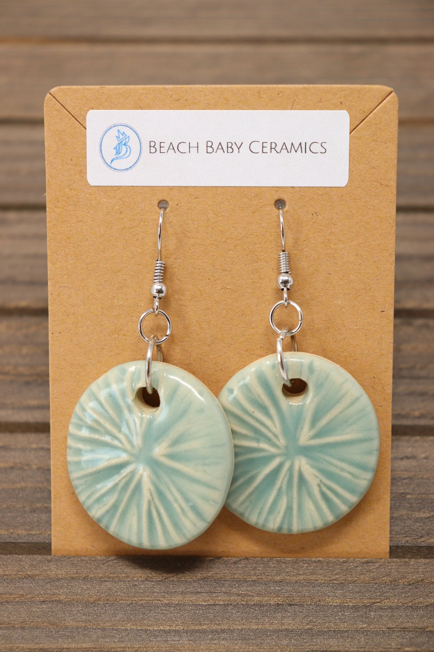 Aqua Coral Earrings with Handmade Ceramic Pendants