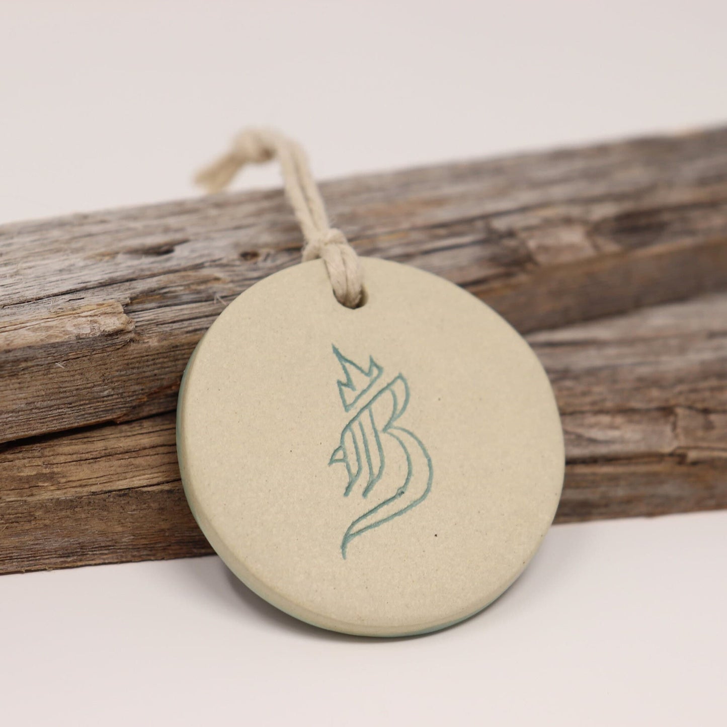"Inhale" Aqua Pufferfish Handmade Ceramic Ornament