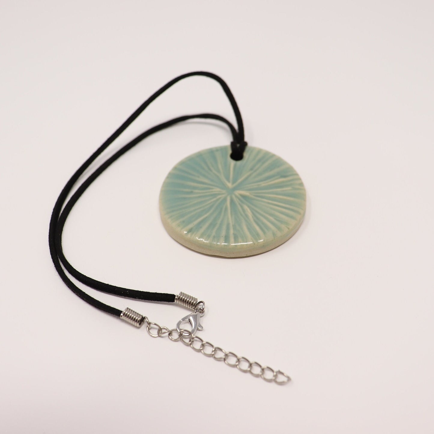 Aqua Coral Design Handmade Ceramic Necklace and Earrings Jewelry Set