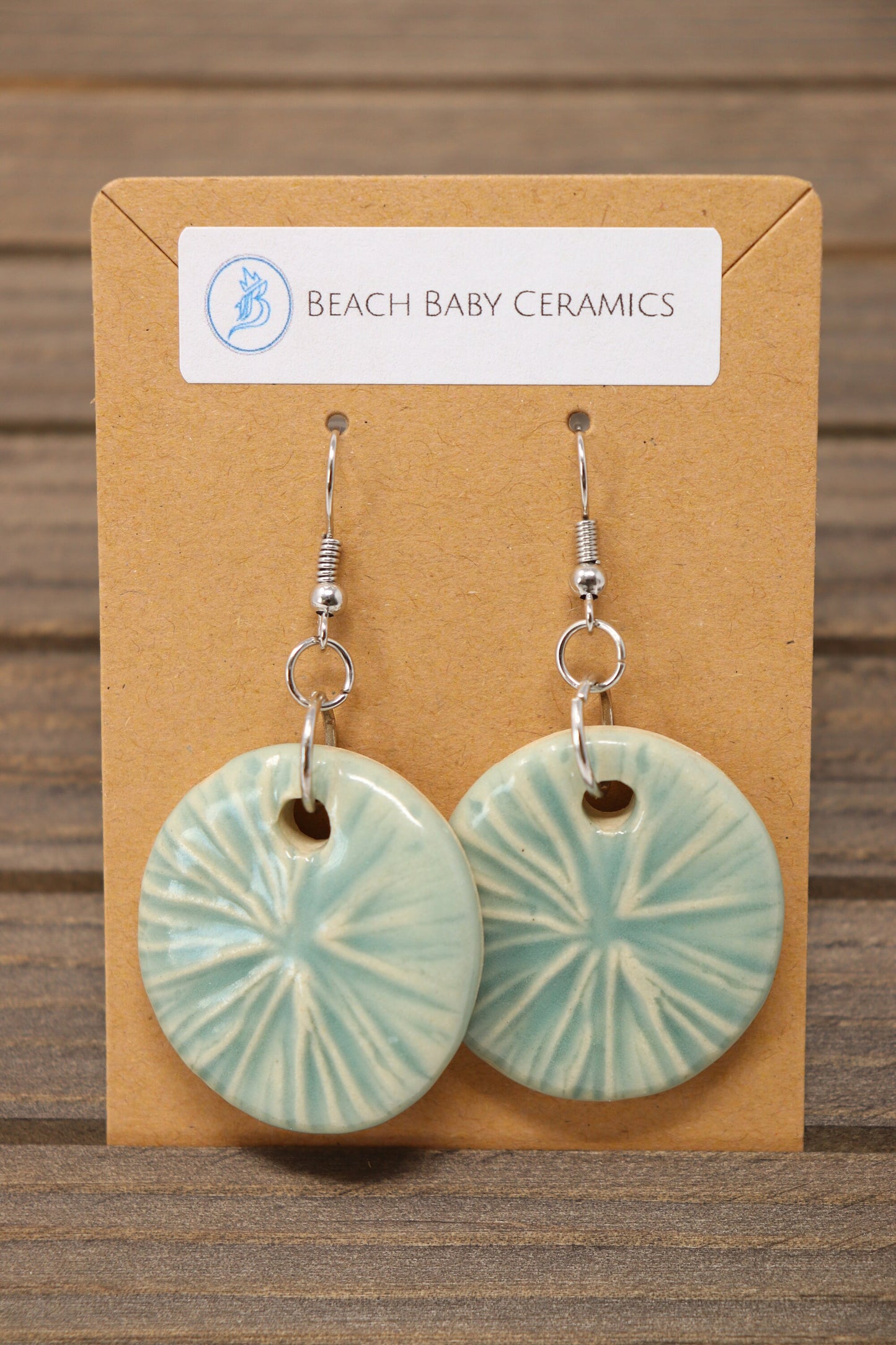 Aqua Coral Design Handmade Ceramic Necklace and Earrings Jewelry Set