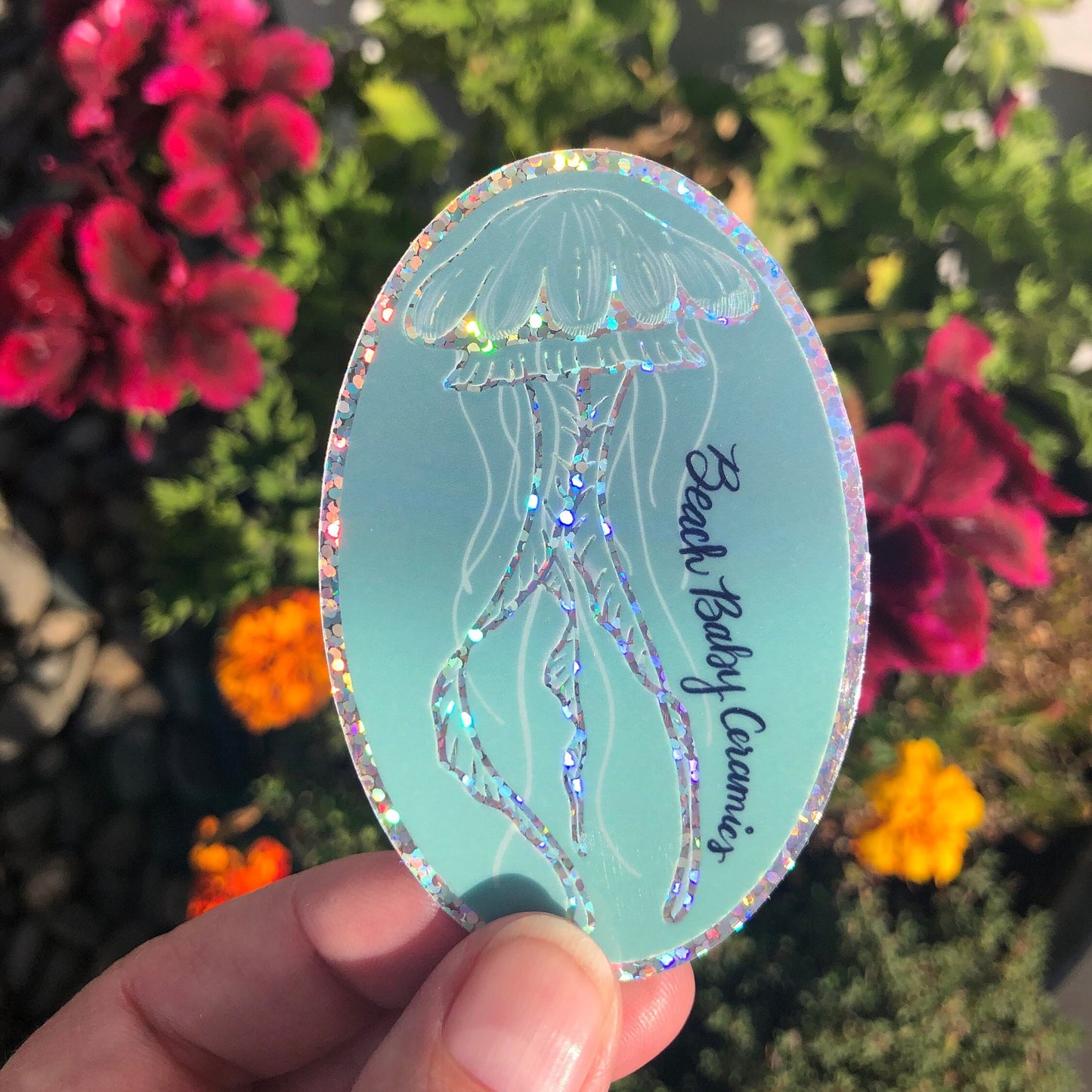 3" Jellyfish Glitter Sticker - Premium Vinyl