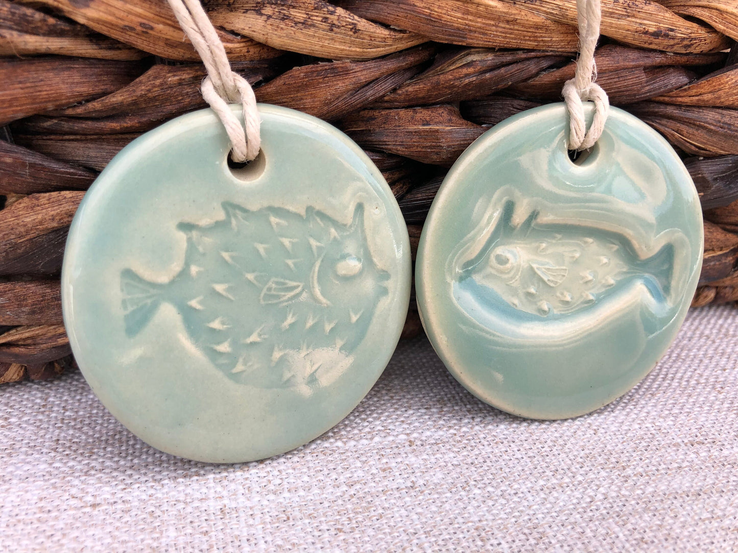 Pufferfish Handmade Ceramic Ornament Set