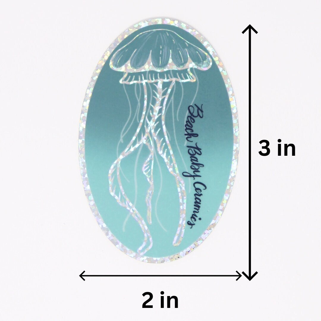 3" Jellyfish Glitter Sticker - Premium Vinyl