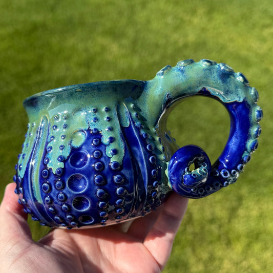Tentacle-Handle Mug - Blue + Turquoise