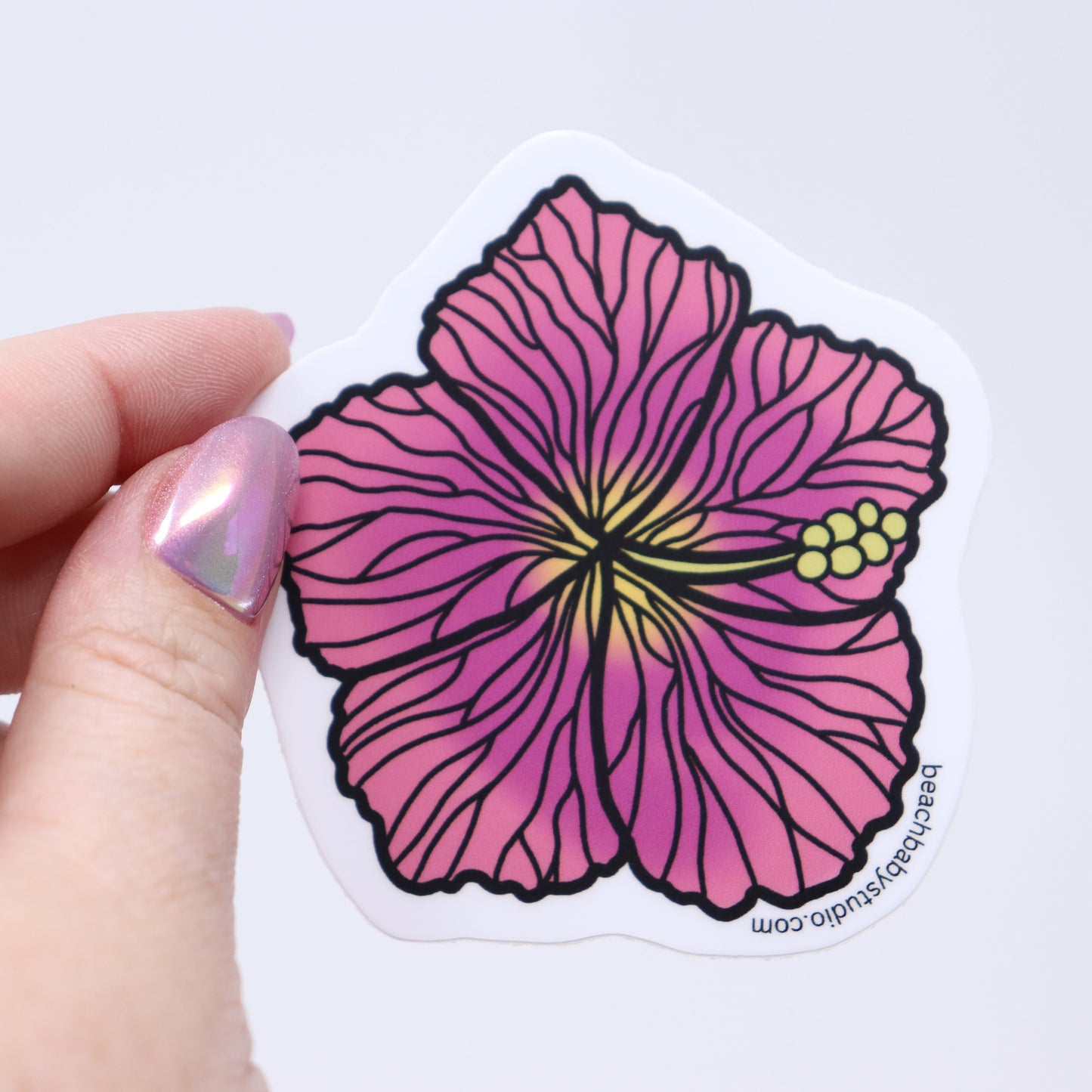 Pink Hibiscus High-Quality Vinyl Sticker