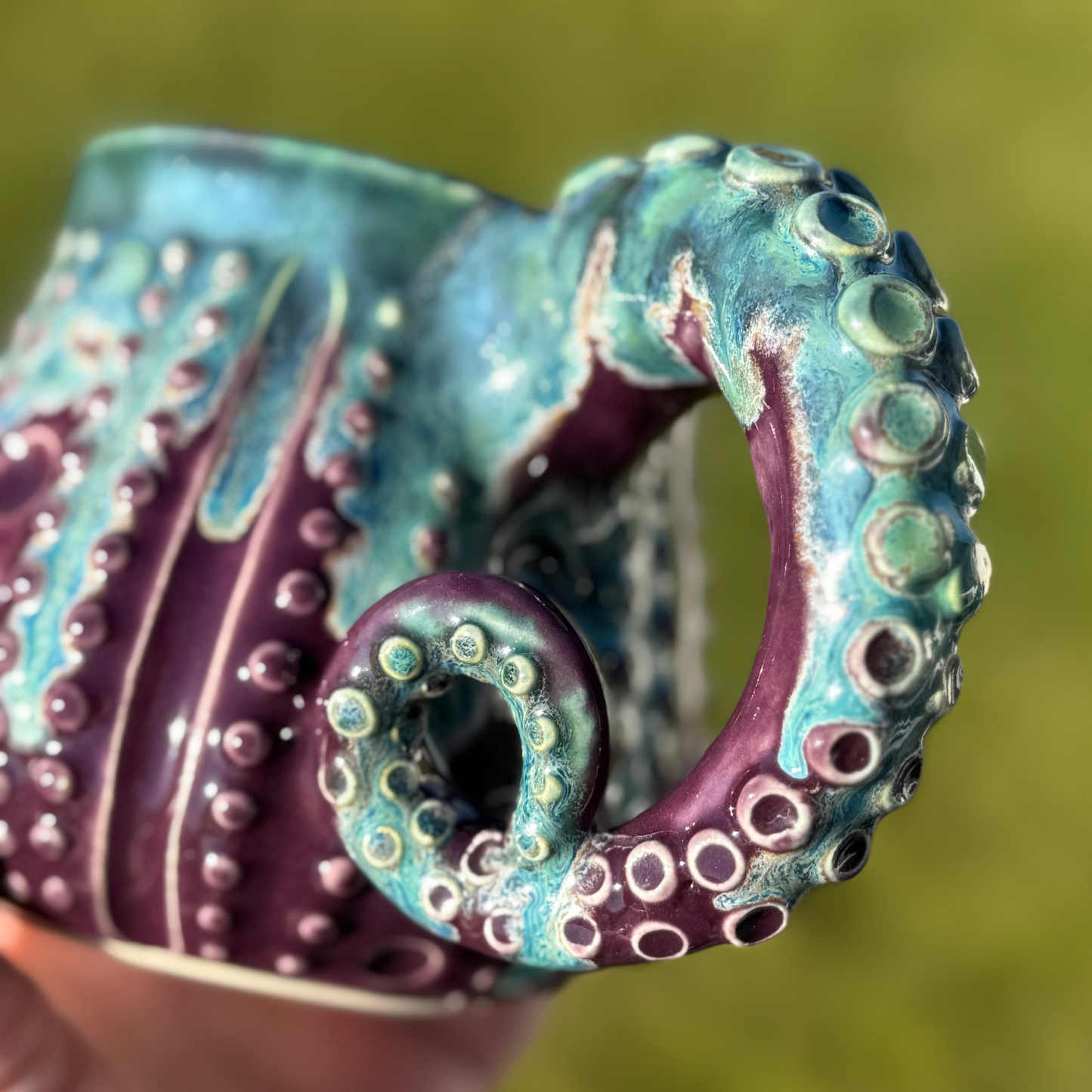 Tentacle-Handle Mug - Purple + Turquoise