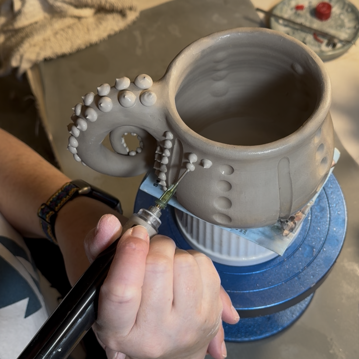 Tentacle-Handle Mug - Aqua