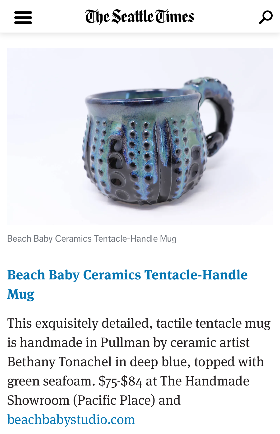 Tentacle-Handle Mug - Aqua